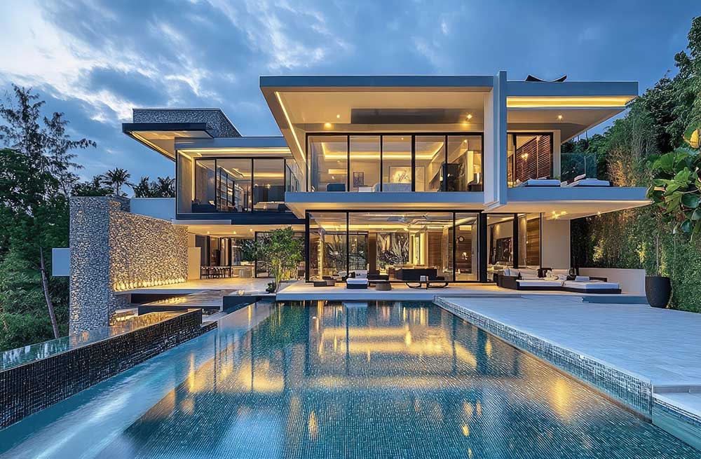 AI-driven luxury real estate trends in 2025 – futuristic digital technology enhancing high-end property marketing